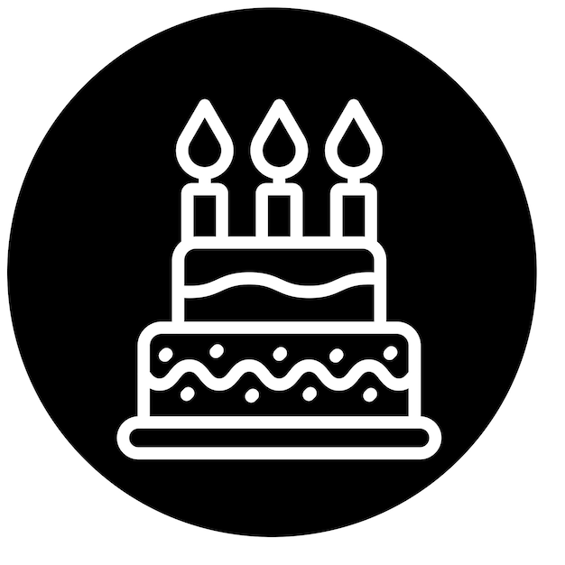 Diseño vectorial de estilo de icono de pastel de cumpleaños