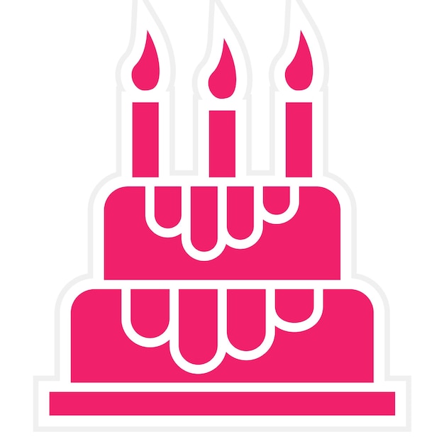 Diseño vectorial de estilo de icono de pastel de cumpleaños
