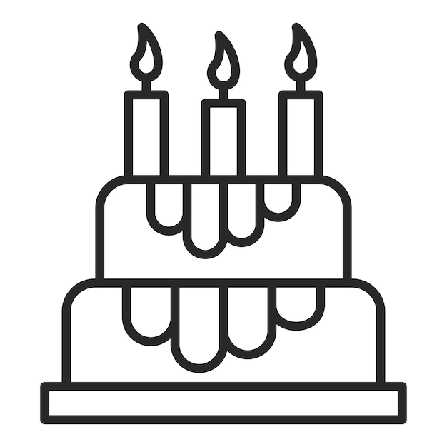 Diseño vectorial de estilo de icono de pastel de cumpleaños
