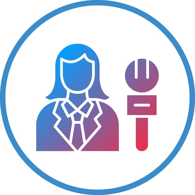 Diseño vectorial Estilo de icono de periodista femenina