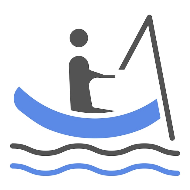Diseño vectorial estilo de icono de pescador en barco