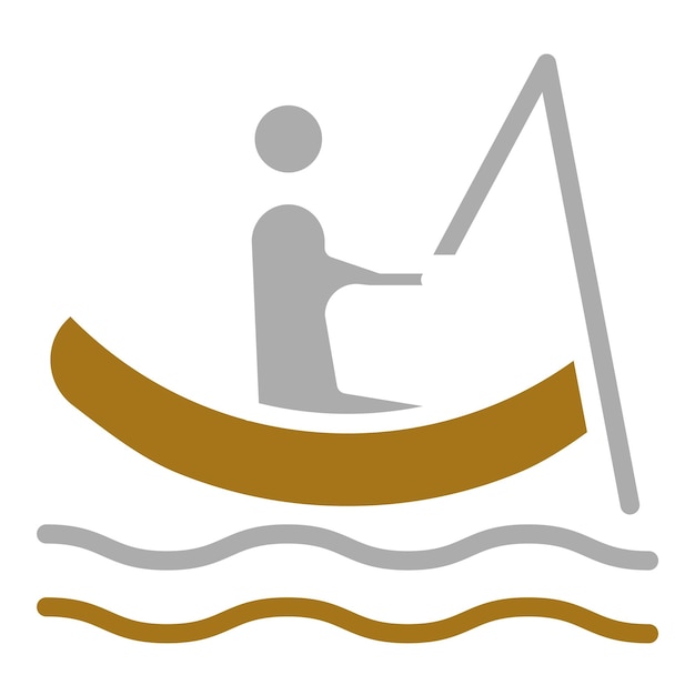 Diseño vectorial estilo de icono de pescador en barco