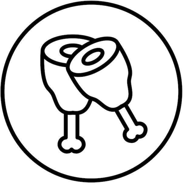 Diseño vectorial del estilo del icono de la pierna de jamón