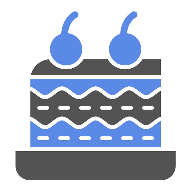 Diseño vectorial del estilo del icono de la pieza del pastel