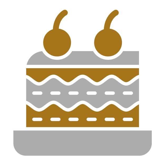 Diseño vectorial del estilo del icono de la pieza del pastel