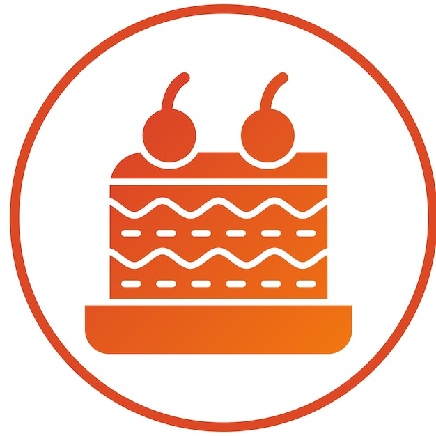 Diseño vectorial del estilo del icono de la pieza del pastel