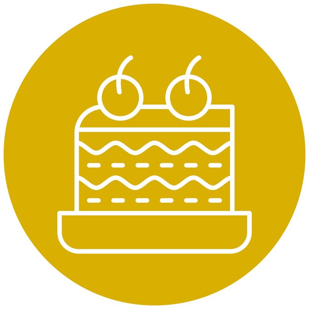Diseño vectorial del estilo del icono de la pieza del pastel