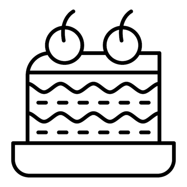 Diseño vectorial del estilo del icono de la pieza del pastel