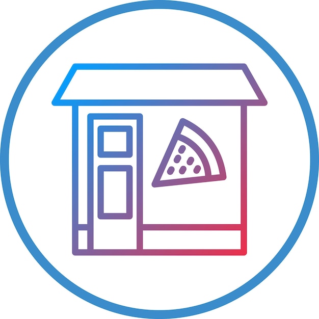 Diseño vectorial del estilo del icono de la pizzería