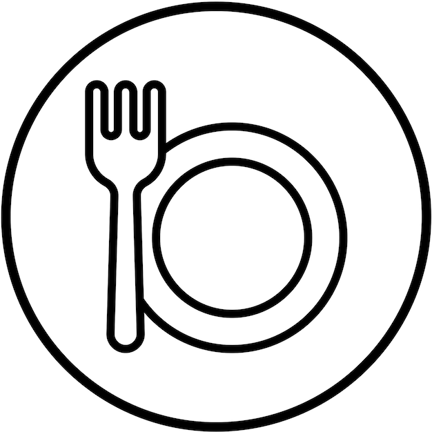 Diseño vectorial Estilo del icono del plato de alimentos