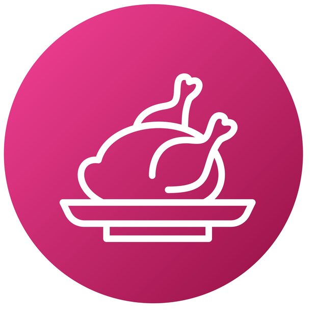Diseño vectorial de estilo de icono de pollo asado