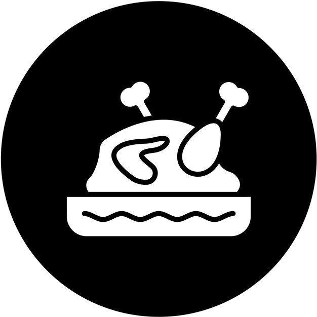 Diseño vectorial de estilo de icono de pollo asado