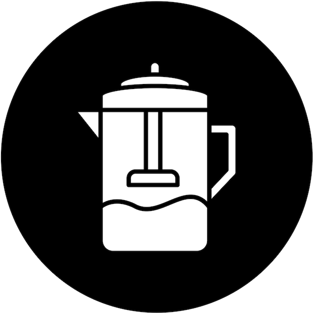 Diseño vectorial del estilo del icono de la prensa de café