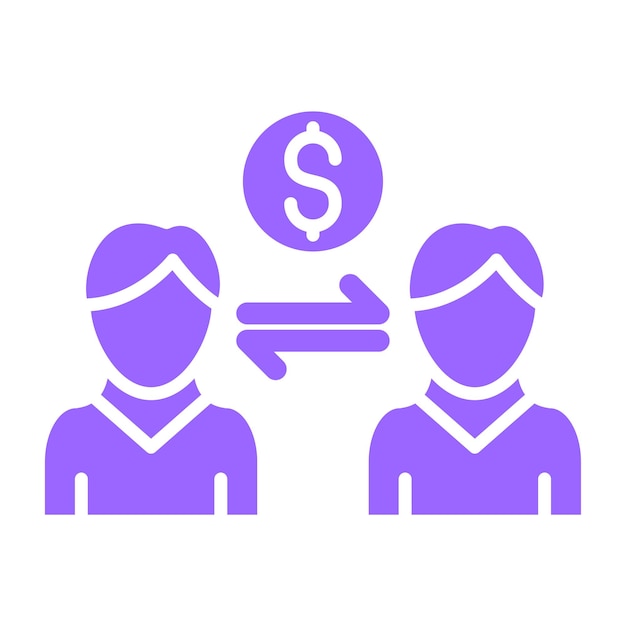 Diseño vectorial estilo de icono de préstamo entre pares