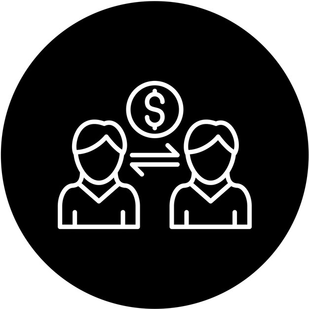 Diseño vectorial estilo de icono de préstamo entre pares