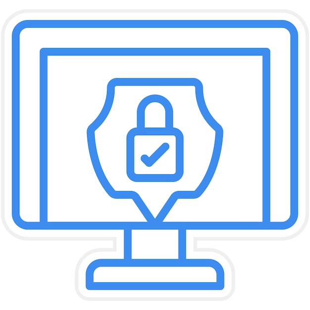 Diseño vectorial del estilo del icono de protección de PC