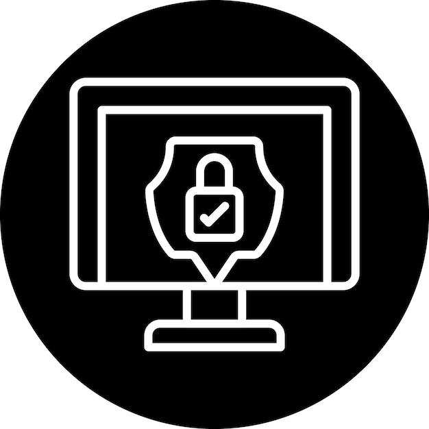 Diseño vectorial del estilo del icono de protección de PC