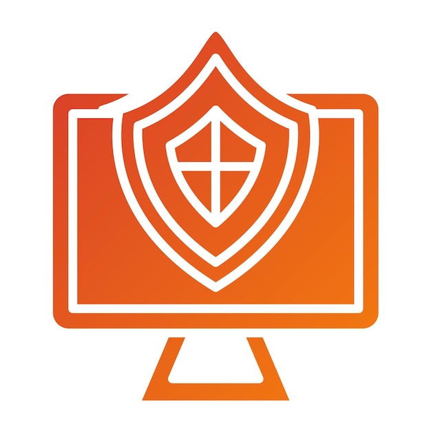 Diseño vectorial del estilo del icono de protección de PC