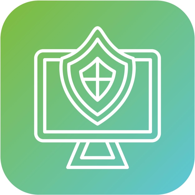 Diseño vectorial del estilo del icono de protección de PC