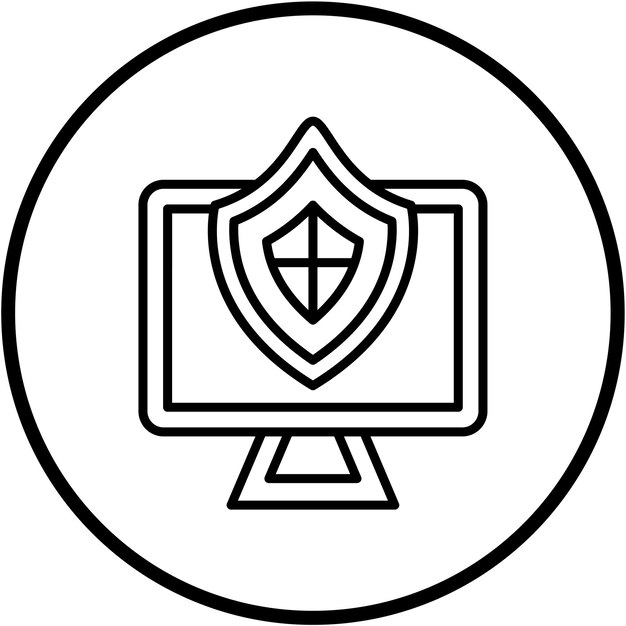 Diseño vectorial del estilo del icono de protección de PC