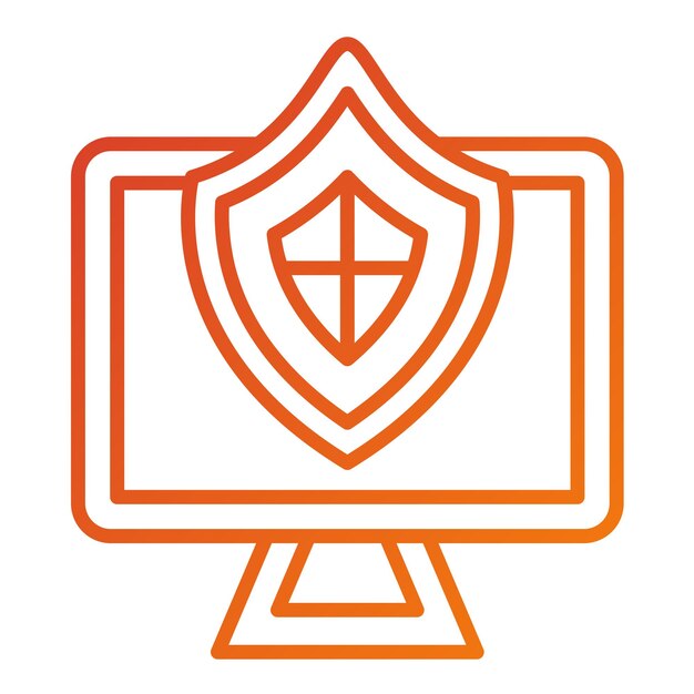 Diseño vectorial del estilo del icono de protección de PC