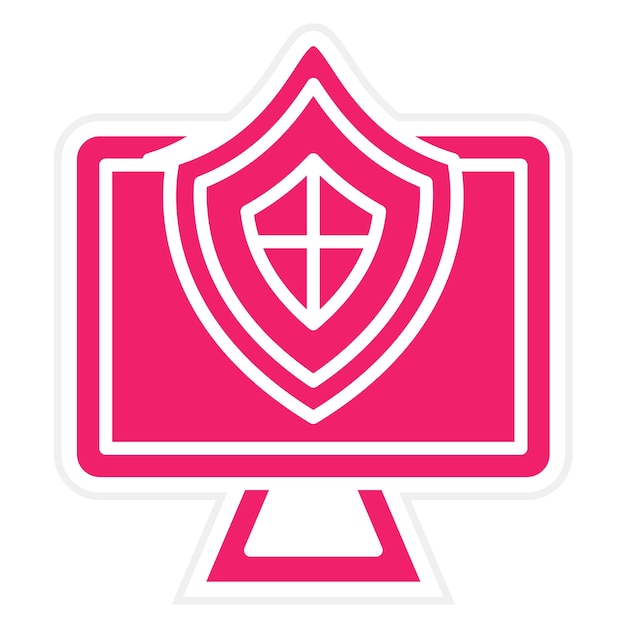 Diseño vectorial del estilo del icono de protección de PC