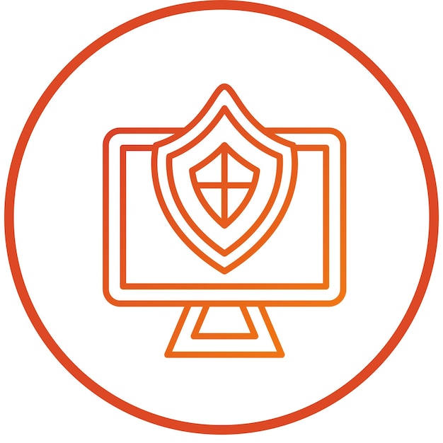 Diseño vectorial del estilo del icono de protección de PC