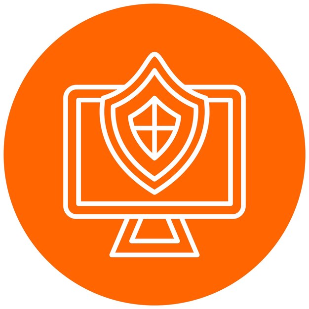 Diseño vectorial del estilo del icono de protección de PC