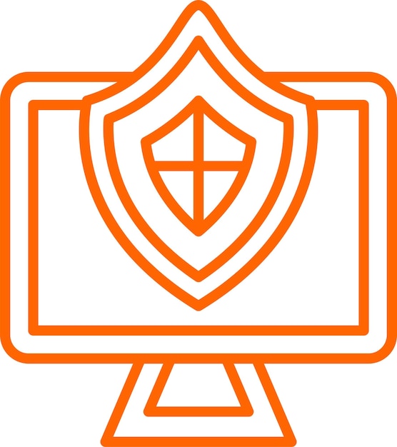 Diseño vectorial del estilo del icono de protección de PC