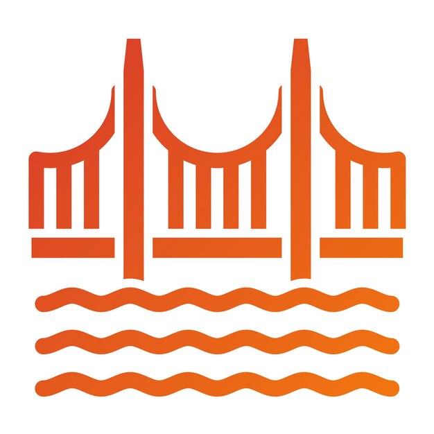 Diseño vectorial Estilo del icono del puente Golden Gate