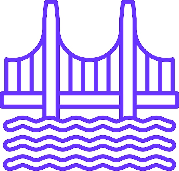 Diseño vectorial Estilo del icono del puente Golden Gate