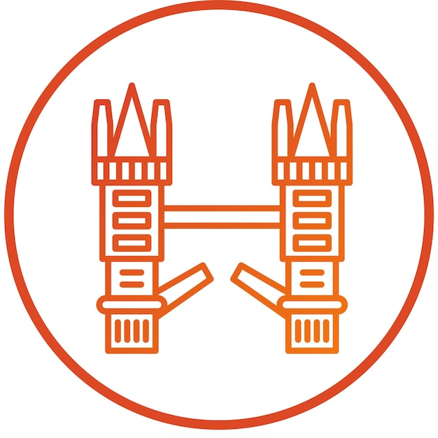 Diseño vectorial del estilo del icono del puente de la torre