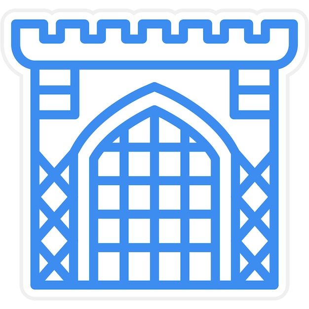 Diseño vectorial del estilo del icono de la puerta del castillo