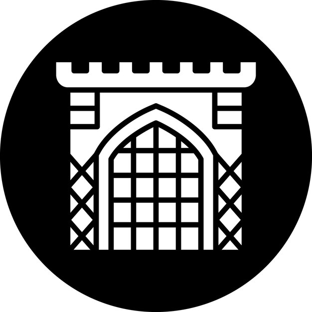 Diseño vectorial del estilo del icono de la puerta del castillo