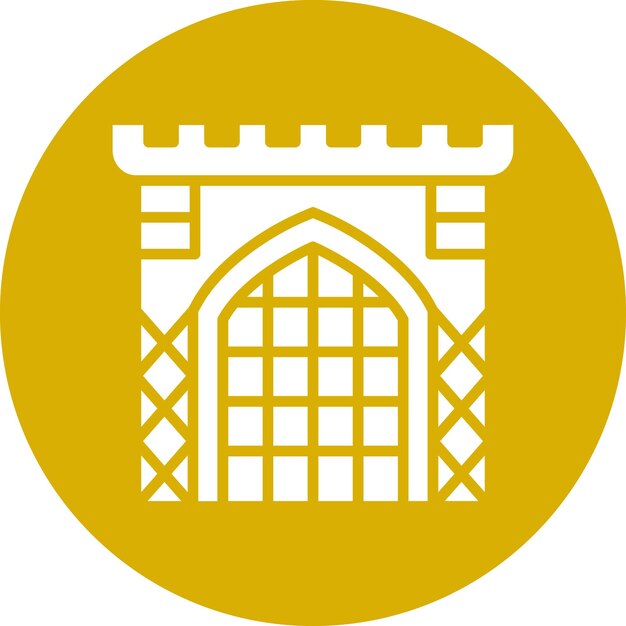 Diseño vectorial del estilo del icono de la puerta del castillo