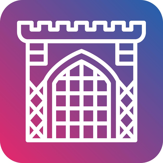 Diseño vectorial del estilo del icono de la puerta del castillo