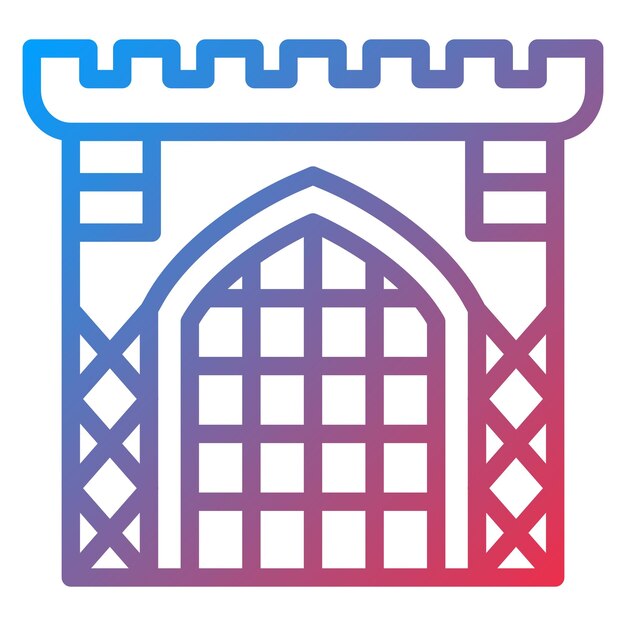 Diseño vectorial del estilo del icono de la puerta del castillo