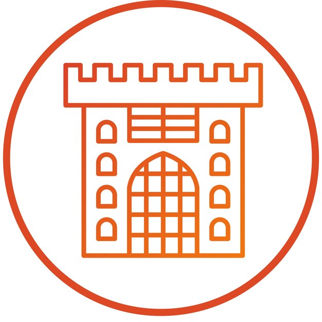 Diseño vectorial del estilo del icono de la puerta del castillo