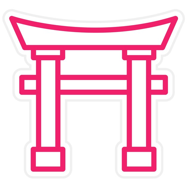 Diseño vectorial Estilo del icono de la puerta Torii