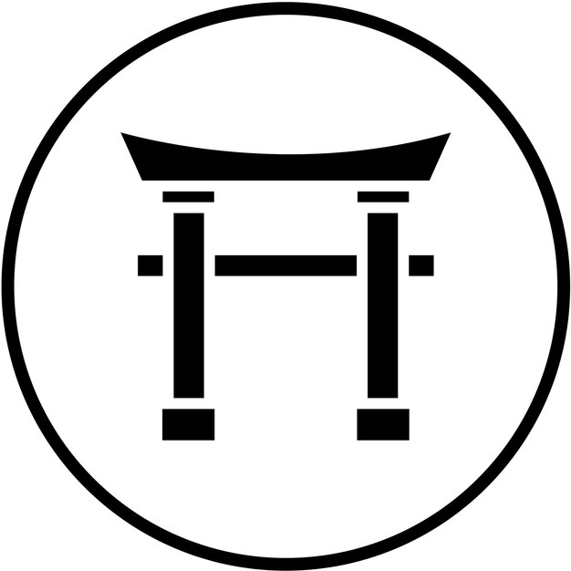 Diseño vectorial Estilo del icono de la puerta Torii