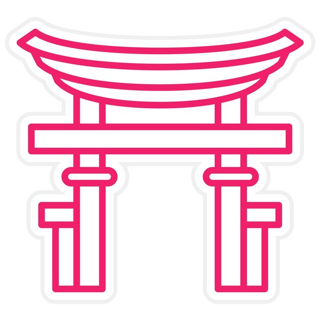 Diseño vectorial Estilo del icono de la puerta Torii