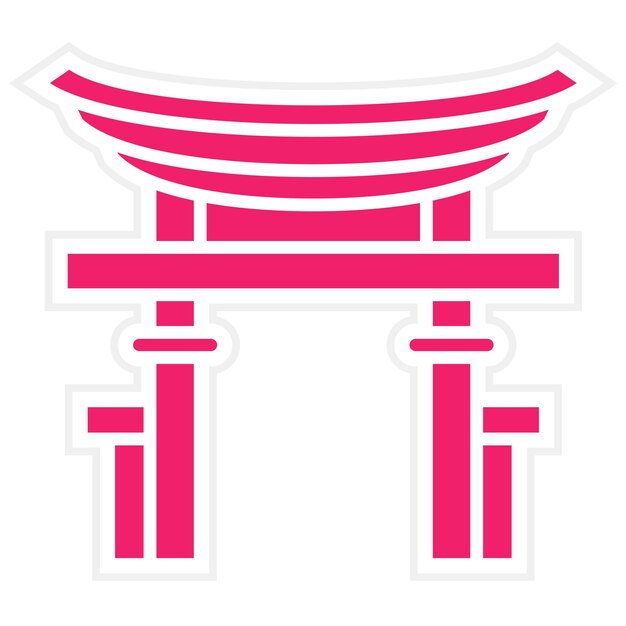 Diseño vectorial Estilo del icono de la puerta Torii