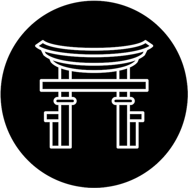 Diseño vectorial Estilo del icono de la puerta Torii
