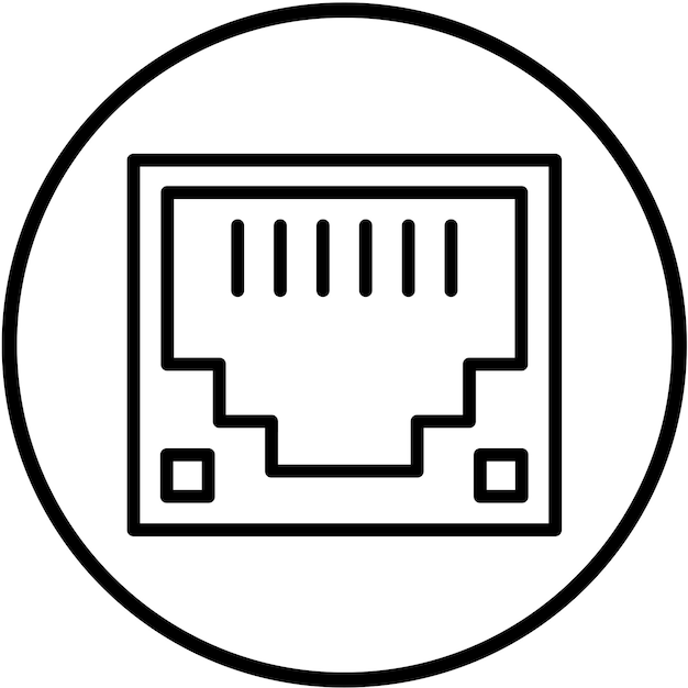 Diseño vectorial Estilo del icono del puerto Ethernet