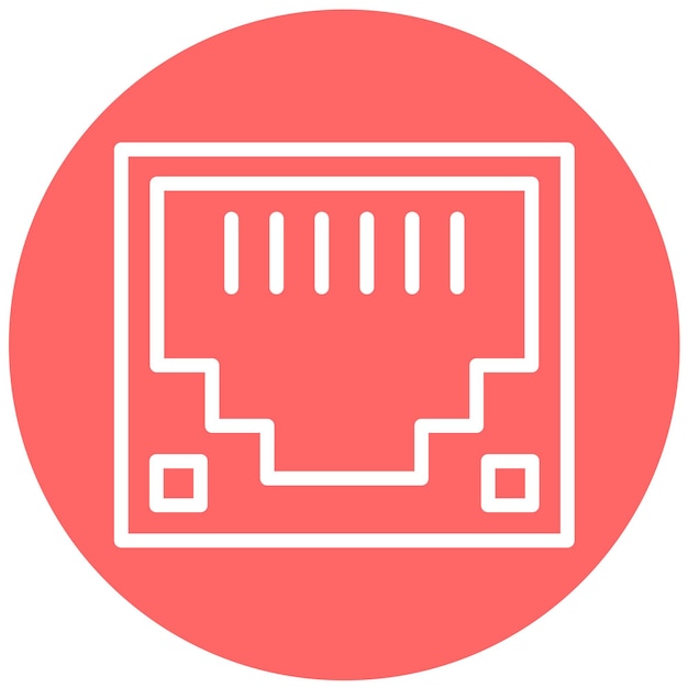 Diseño vectorial Estilo del icono del puerto Ethernet