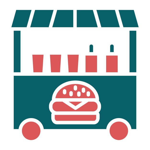 Diseño vectorial Estilo del icono del puesto de alimentos