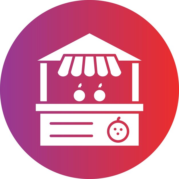 Diseño vectorial del estilo del icono del puesto de frutas