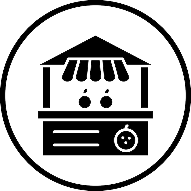 Diseño vectorial del estilo del icono del puesto de frutas
