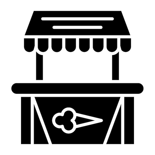 Diseño vectorial del estilo del icono del puesto de helados