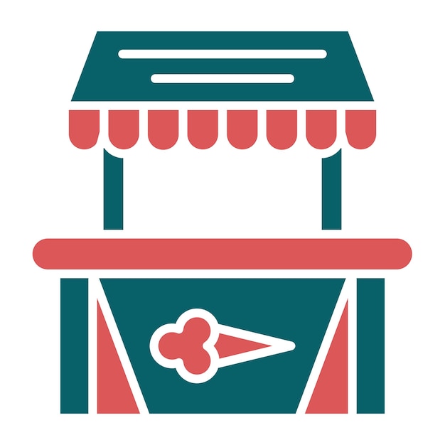 Diseño vectorial del estilo del icono del puesto de helados